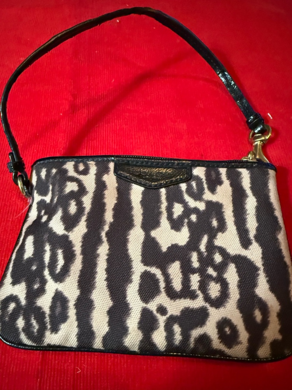 Coach Leopard-Print  Wristlet in Black and Cream